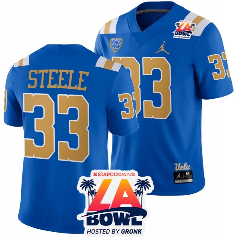 Men's UCLA Bruins #33 Carson Steele Blue 2023 LA Bowl College Stitched Football Jersey