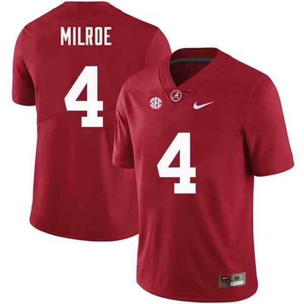 Men's Alabama Crimson Tide #4 Jalen Milroe Red Stitched Football Jersey