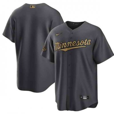 Men's Minnesota Twins Blank 2022 All-Star Charcoal Cool Base Stitched Baseball Jersey