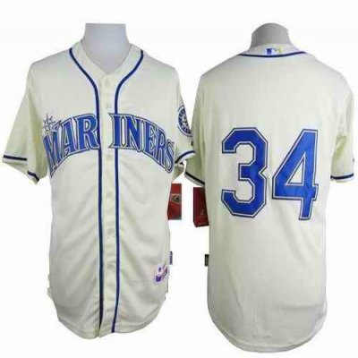 Mariners #34 Felix Hernandez Cream Alternate Cool Base Stitched MLB Jersey