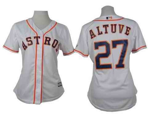 Astros #27 Jose Altuve White Home Women's Stitched MLB Jersey