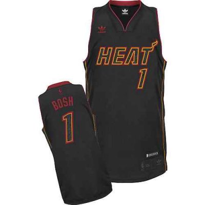 Heat #1 Chris Bosh Carbon Fiber Fashion Black Stitched NBA Jersey