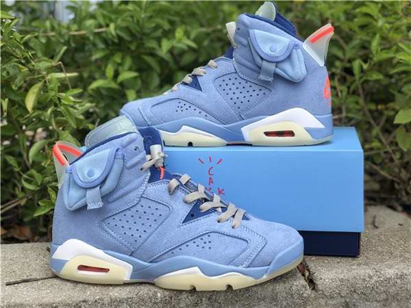 Men's Running Weapon Air Jordan 6 Travis-Scott Houston Oilers Light Blue Shoes 041