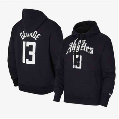 Men's Los Angeles Clippers #13 Paul George 2021 Black Pullover Hoodie