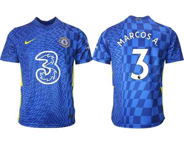 Men's Chelsea #3 Marcos Alonso 2021/22 Blue Home Soccer Jersey