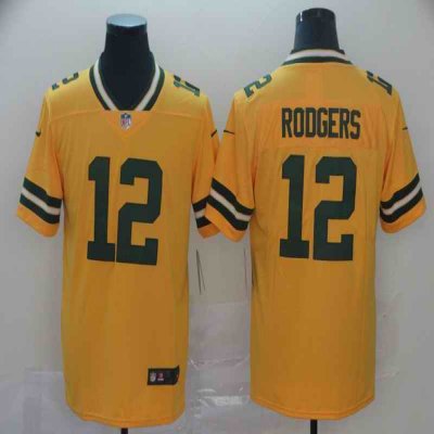 Men's Green Bay Packers #12 Aaron Rodgers Gold Inverted Legend Stitched NFL Jersey