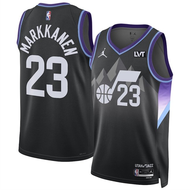 Men's Utah Jazz #23 Lauri Markkanen Purple 2024/25 Statement Edition Stitched Basketball Jersey