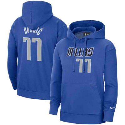 Men's Dallas Mavericks #77 Luka Doncic 2021 Blue Pullover Hoodie