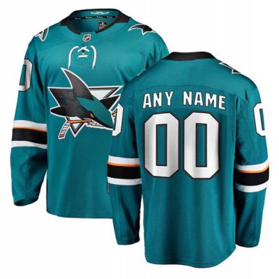 Men's San Jose Sharks Custom Teal Stitched Hockey Jersey