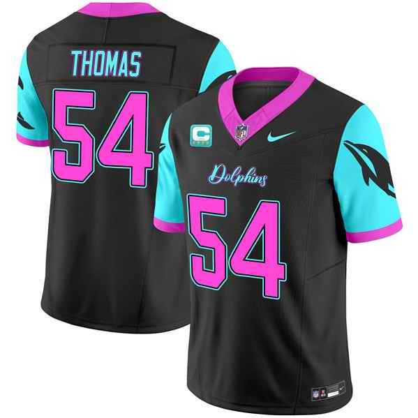 Men's Miami Dolphins #54 Zach Thomas Black F.U.S.E. With 4-star C Patch "Miami Vice" Vapor Limited Stitched Football Jersey