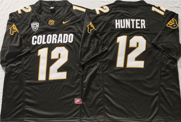 Men's Colorado Buffaloes #12 Travis Hunter Black F.U.S.E With PAC-12 Patch Stitched Football Jersey