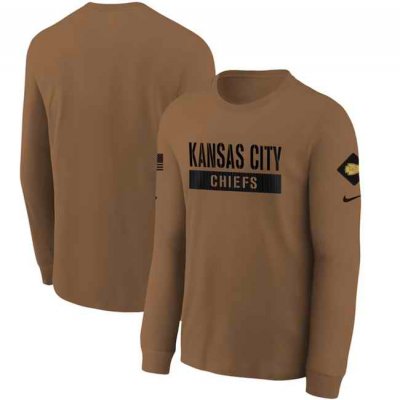 Youth Kansas City Chiefs 2023 Brown Salute To Service Long Sleeve T-Shirt