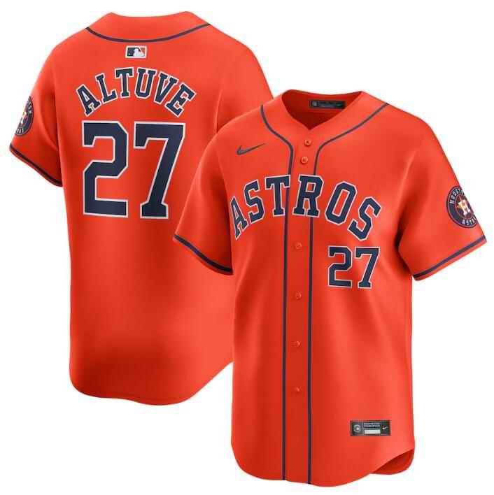 Men's Houston Astros #27 Jose Altuve Orange 2024 Alternate Limited Stitched Baseball Jersey