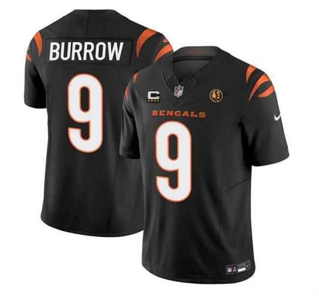 Men's Cincinnati Bengals #9 Joe Burrow Black 2023 F.U.S.E. With 4-star C Patch And John Madden Patch Vapor Limited Stitched Football Jersey