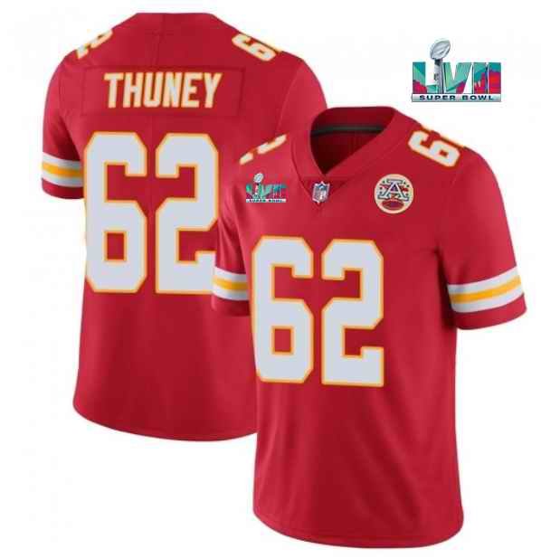 Men's Kansas City Chiefs #62 Joe Thuney Red Super Bowl LVII Patch Vapor Untouchable Limited Stitched Jersey