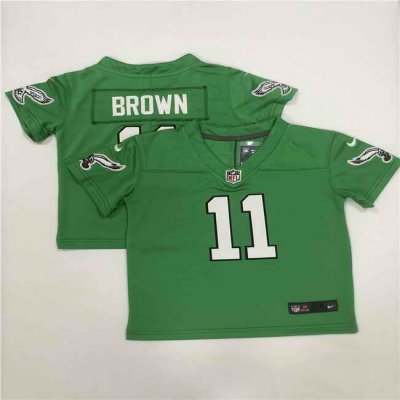 Toddlers Philadelphia Eagles #11 A. J. Brown Green Vapor Throwback Stitched Football Jersey