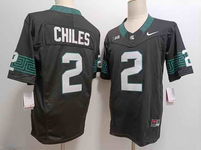 Men's Michigan State Spartans #2 Aidan Chiles Black F.U.S.E.  Stitched Football Jersey