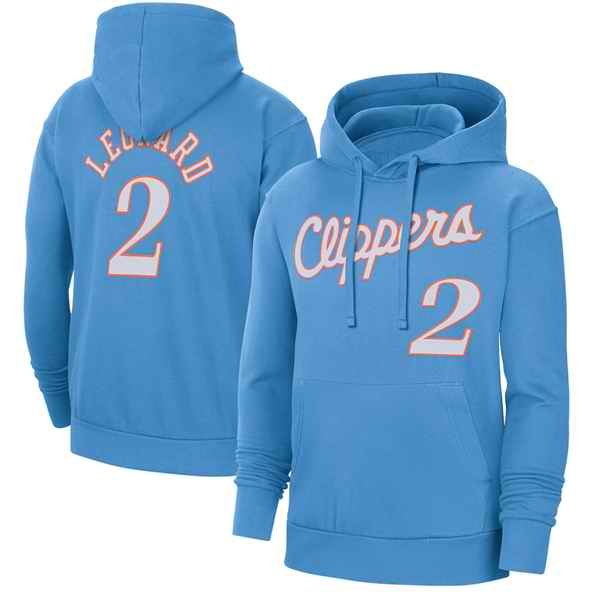 Men's Los Angeles Clippers  #2 Kawhi Leonard Blue Pullover Hoodie