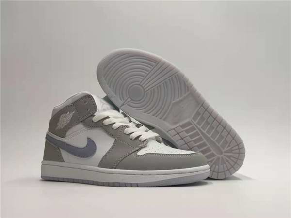 Men's Running Weapon Air Jordan 1 Grey/White Shoes 0232