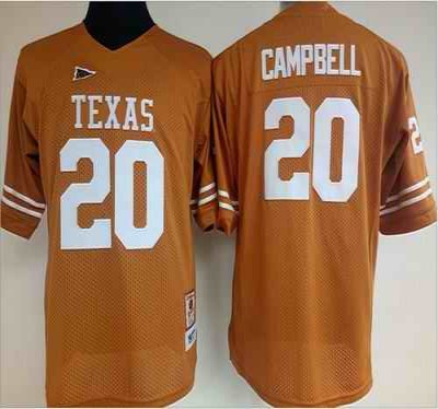 Longhorns #20 Earl Campbell Orange Women's Stitched NCAA Jersey