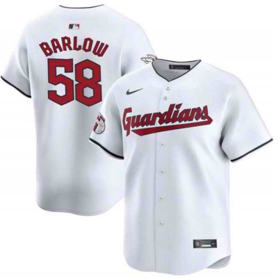 Men's Cleveland Guardians #58 Scott Barlow White Home Limited Stitched Baseball Jersey