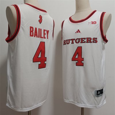 Men's Rutgers Scarlet Knights #4 Ace Bailey White 2024 Stitched Jersey