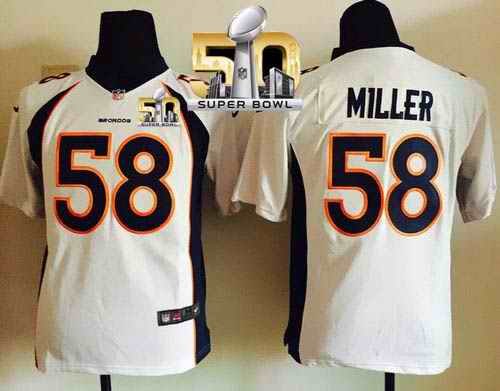 Nike Broncos #58 Von Miller White Super Bowl 50 Youth Stitched NFL Elite Jersey