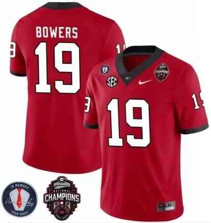 Men's Georgia Bulldogs Custom Red 2022 National Champions Stitched Football Jersey