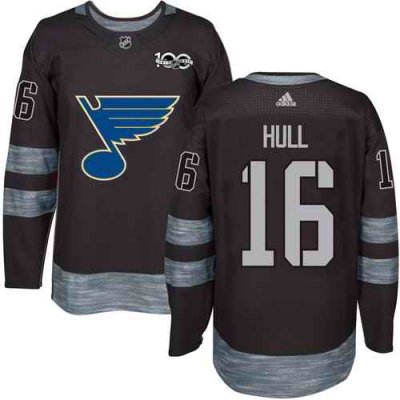 Blues #16 Brett Hull Black 1917-2017 100th Anniversary Stitched NHL Jersey