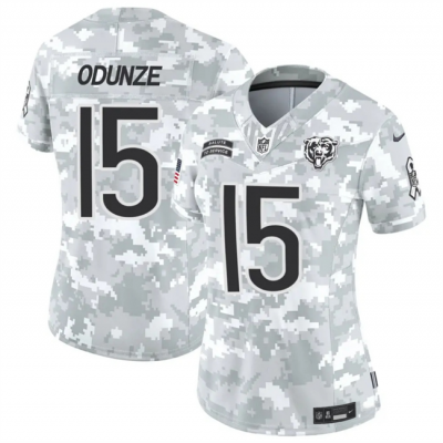 Women's Chicago Bears #15 Rome Odunze 2024 F.U.S.E Arctic Camo Salute to Service Limited Stitched Football Jersey(Run Small)