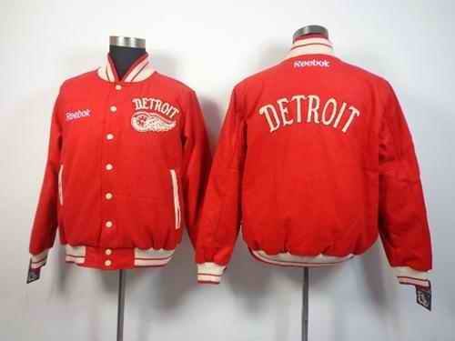 Detroit Red Wings Blank Satin Button-Up Red NHL Jacket