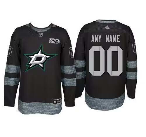 Men's Dallas Stars Custom Black 1917-2017 100th Anniversary Stitched Jersey