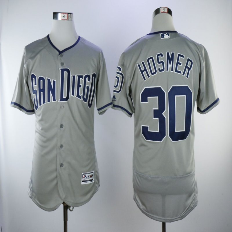 Men's San Diego Padres #30 Eric Hosmer Grey Flexbase Authentic Collection Stitched MLB Jersey