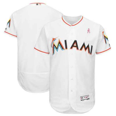 Men's Miami Marlins White 2018 Mother's Day Flexbase Stitched MLB Jersey