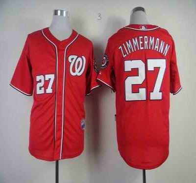 Nationals #27 Jordan Zimmermann Red Cool Base Stitched MLB Jersey