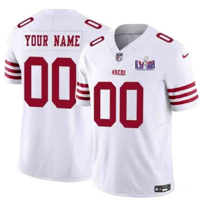 Men's San Francisco 49ers Active Player Custom White F.U.S.E. Super Bowl LVIII Patch Vapor Untouchable Limited Stitched Football Jersey