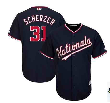 Men's Washington Nationals #31 Max Scherzer Majestic Navy 2019 Cool Base Stitched MLB Jersey