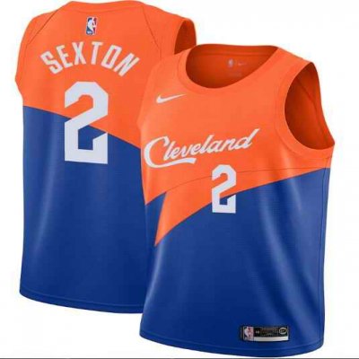 Men's Cleveland Cavaliers #2 Collin Sexton Orange &Blue City Edition Stitched NBA Jersey