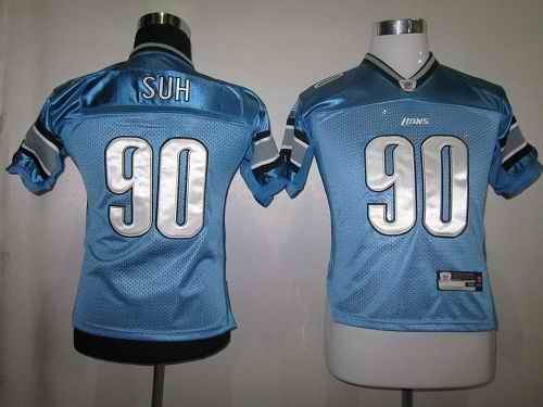 Lions #90 Ndamukong Suh Blue EStitched Youth NFL Jersey