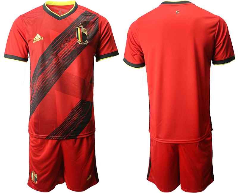 Men's Belgium National Team Custom Red Home Soccer Jersey Suit