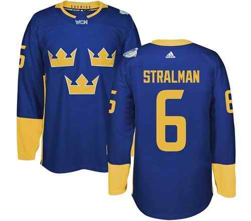 Team Sweden #6 Anton Stralman Blue 2016 World Cup Stitched NHL Jersey