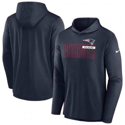 Men's New England Patriots Navy Lightweight Performance Hooded Long Sleeve T-Shirt