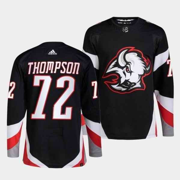 Men's Buffalo Sabres #72 Tage Thompson 2022-23 Black Stitched Jersey