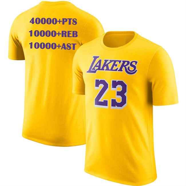 Men's Los Angeles Lakers #23 LeBron James Yellow T-Shirt