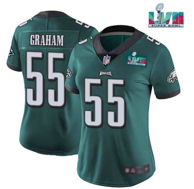 Women's Philadelphia Eagles #55 Brandon Graham Green Super Bowl LVII PatchVapor Untouchable Limited Stitched Football Jersey(Run Small)