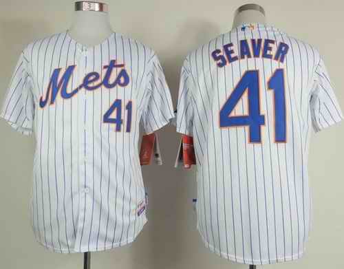 Mets #41 Tom Seaver White(Blue Strip) Home Cool Base Stitched MLB Jersey