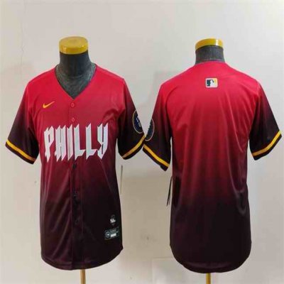 Youth Philadelphia Phillies Blank Red 2024 City Connect Limited Stitched Baseball Jersey