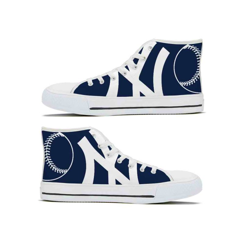 Men's New York Yankees High Top Canvas Sneakers 002