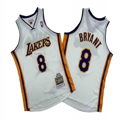 Men's Los Angeles Lakers #8 Kobe Bryant White 2003-04 Throwback basketball Jersey