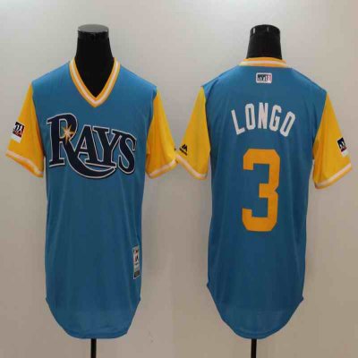 Men's Tampa Bay Rays #3 Evan Longoria Longo Majestic Royal/Light Yellow 2018 Players' Weekend Team Stitched MLB Jersey